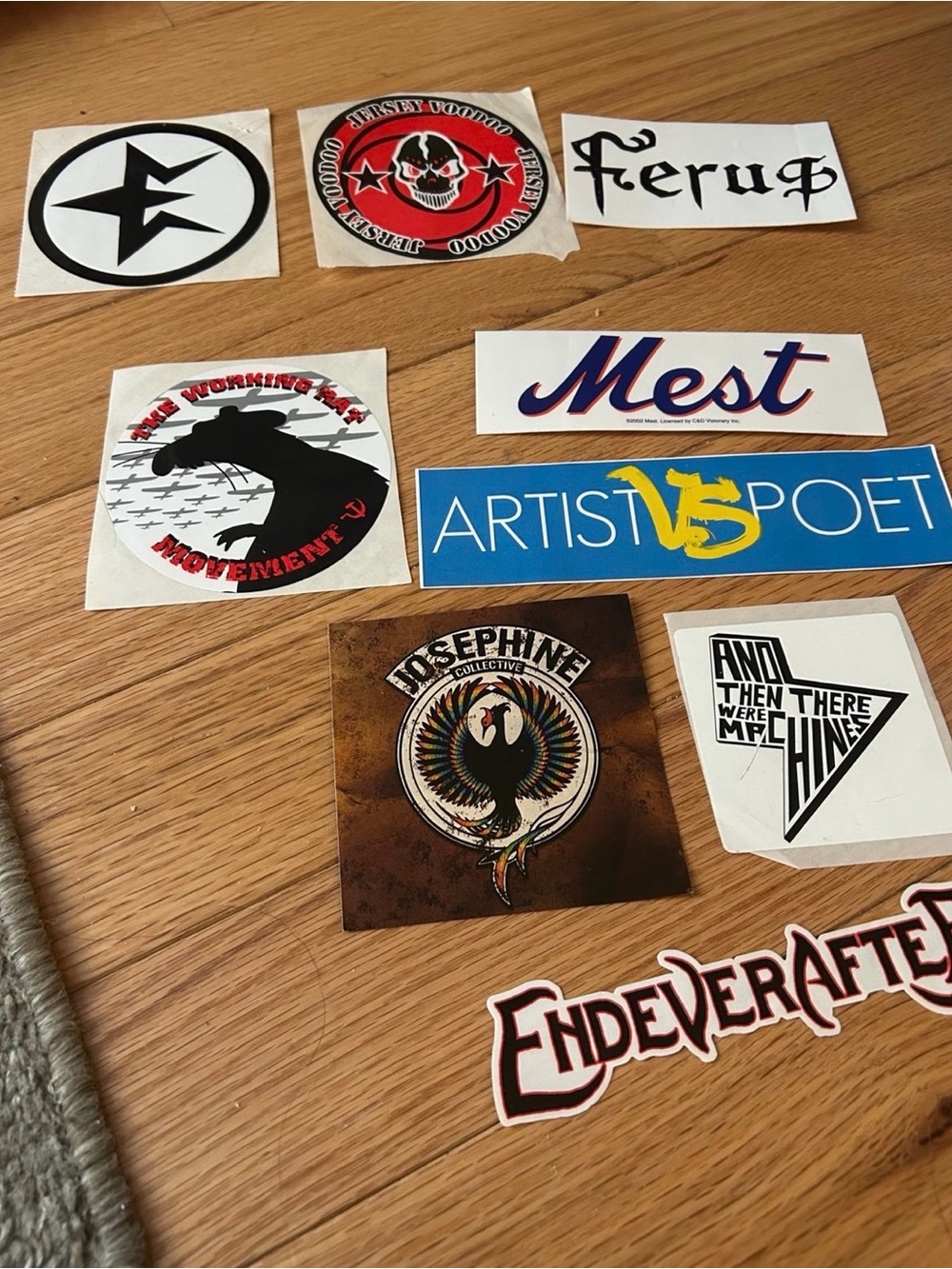 Bundle lot of emo band / brand stickers artist vs poet mest etc